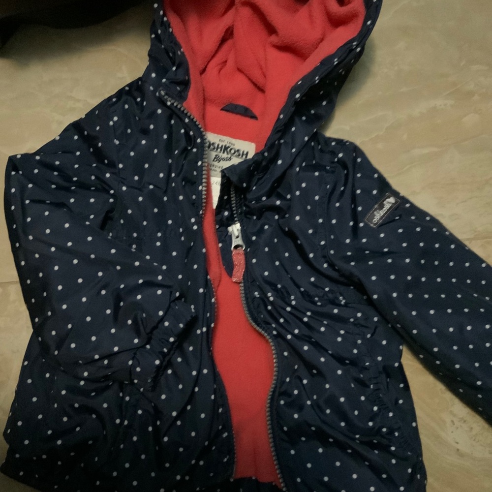 Navy polka dot jacket Oshkosh 2t 2 24m